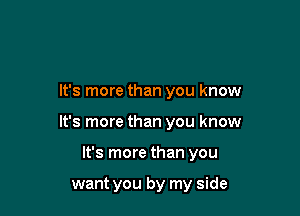 It's more than you know

It's more than you know

It's more than you

want you by my side