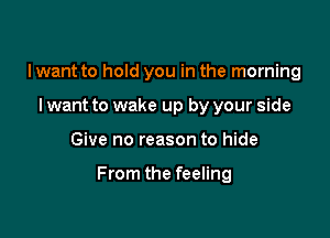 I want to hold you in the morning
I want to wake up by your side

Give no reason to hide

From the feeling