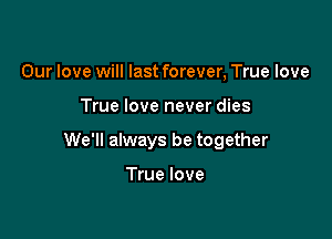 Our love will last forever, True love

True love never dies

We'll always be together

True love
