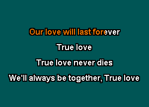 Our love will last forever
True love

True love never dies

We'll always be together, True love
