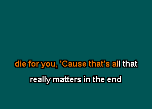 die for you, 'Cause that's all that

really matters in the end