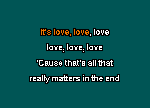 It's love, love, love
love, love, love

'Cause that's all that

really matters in the end