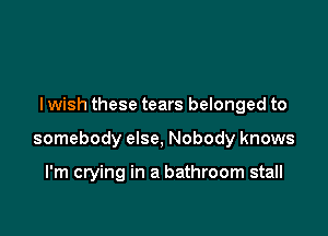 I wish these tears belonged to

somebody else, Nobody knows

I'm crying in a bathroom stall