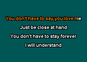 You don't have to say you love me

Just be close at hand

You don't have to stay forever

I will understand