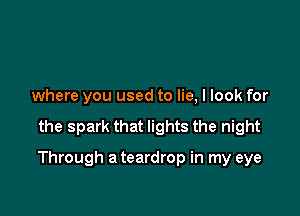 where you used to lie, I look for

the spark that lights the night

Through a teardrop in my eye
