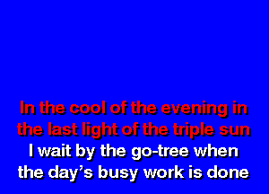 I wait by the go-tree when
the days busy work is done