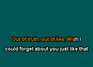 Out oftruth, out of lies, Wish I

could forget about you just like that