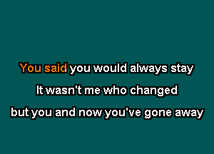 You said you would always stay

It wasn't me who changed

but you and now you've gone away