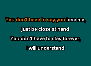 You don't have to say you love me,

just be close at hand

You don't have to stay forever,

I will understand