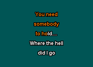 You need

somebody

to hold....
Where the hell
did I go
