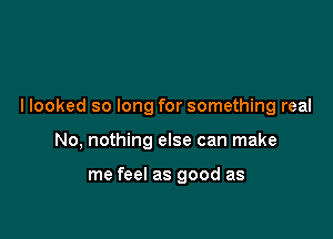 llooked so long for something real

No, nothing else can make

me feel as good as