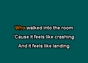 Who walked into the room

'Cause it feels like crashing

And it feels like landing