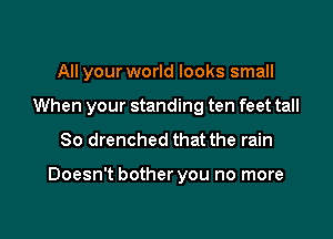 All your world looks small
When your standing ten feet tall

80 drenched that the rain

Doesn't bother you no more