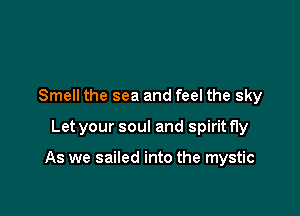 Smell the sea and feel the sky

Let your soul and spirit fly

As we sailed into the mystic