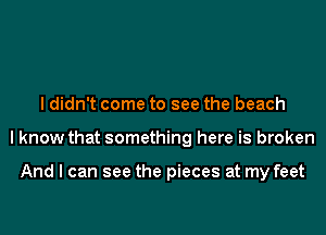 I didn't come to see the beach
I know that something here is broken

And I can see the pieces at my feet