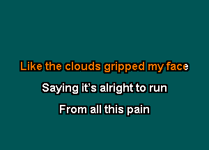 Like the clouds gripped my face

Saying it's alright to run

From all this pain