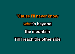 'Cause I'll never know

what's beyond

the mountain

Till I reach the other side