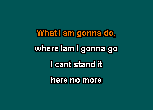 What I am gonna do,

where lam I gonna go

I cant stand it

here no more