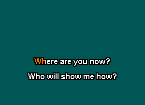 Where are you now?

Who will show me how?