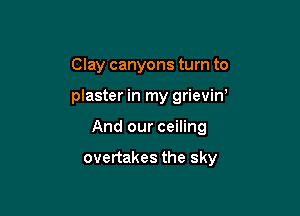 Clay canyons turn to
plaster in my grievin'

And our ceiling

overtakes the sky