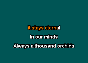 it stays eternal

In our minds

Always a thousand orchids
