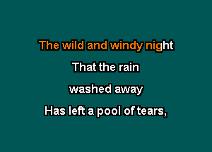 The wild and windy night

That the rain
washed away

Has left a pool of tears,