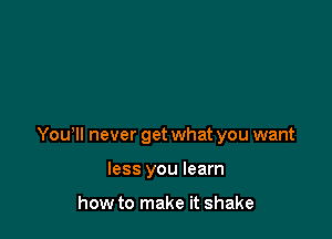 Yowll never get what you want

less you learn

how to make it shake