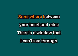 Somewhere between
your heart and mine

There's a window that

lcan't see through