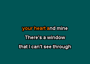 your heart and mine

There's awindow

that I can't see through