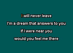I will never leave

I'm a dream that answers to you

lfl were near you

would you feel me there