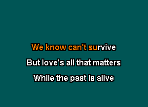 We know can't survive

But love's all that matters

While the past is alive