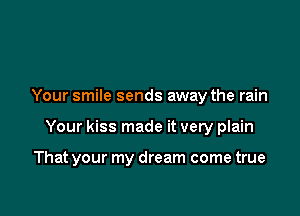 Your smile sends away the rain

Your kiss made it very plain

That your my dream come true
