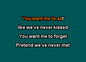 You want me to act

like we've never kissed

You want me to forget

Pretend we've never met