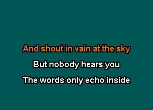 And shout in vain at the sky

But nobody hears you

The words only echo inside