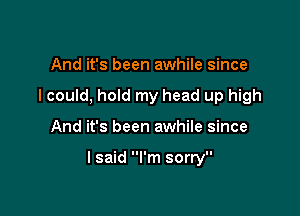 And it's been awhile since
I could, hold my head up high

And it's been awhile since

I said I'm sorry