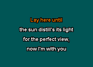 Lay here until

the sun distill's its light

for the perfect view,

now I'm with you