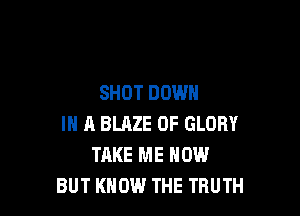 SHOT DOWN

IN A BLAZE 0F GLORY
TAKE ME NOW
BUT KNOW THE TRUTH