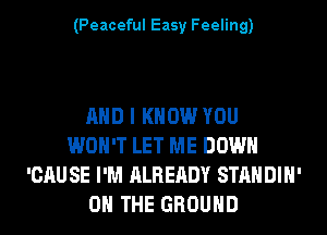 (Peaceful Easy Feeling)

AND I KNOW YOU
WON'T LET ME DOWN
'CAU SE I'M ALREADY STANDIH'
ON THE GROUND