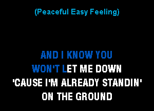 (Peaceful Easy Feeling)

AND I KNOW YOU
WON'T LET ME DOWN
'CAU SE I'M ALREADY STANDIH'
ON THE GROUND
