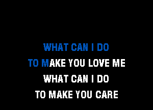 WHAT CAN I DO

TO MAKE YOU LOVE ME
WHAT CAN I DO
TO MAKE YOU CARE