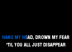 HANG MY HEAD, BROWN MY FEAR
'TIL YOU ALL JUST DISAPPEAR