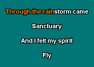 Through the rainstorm came

Sanctuary

And I felt my spirit

Fly