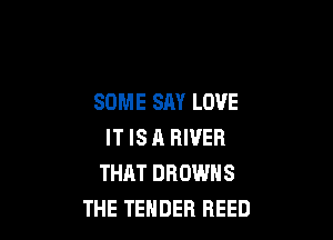 SOME SAY LOVE

IT IS 11 RIVER
THAT BROWNS
THE TENDER REED