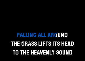 FALLING ALL AROUND
THE GRASS LIFTS ITS HEAD
TO THE HEAVEHLY SOUND