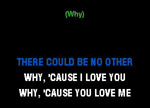 (Why)

THERE COULD BE NO OTHER
WHY, 'CAU SE I LOVE YOU
WHY, 'CAUSE YOU LOVE ME