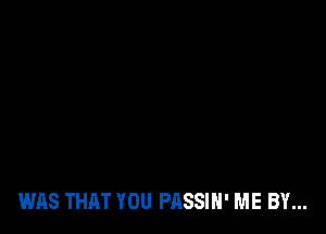 WAS THAT YOU PASSIH' ME BY...
