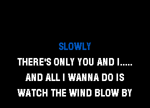 SLOWLY
THERE'S ONLY YOU AND I .....
AND ALL I WANNA DO IS
WATCH THE WIND BLOW BY