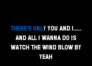 THERE'S ONLY YOU AND I .....
AND ALL I WANNA DO IS
WATCH THE WIND BLOW BY
YEAH