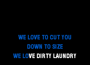 WE LOVE TO BUT YOU
DOWN TO SIZE
WE LOVE DIRTY LAUNDRY