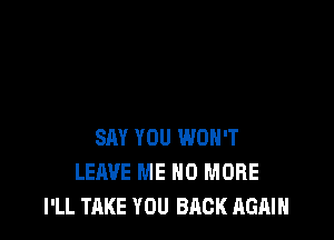 SAY YOU WON'T
LEAVE ME 0 MORE
I'LL TAKE YOU BACK AGAIN